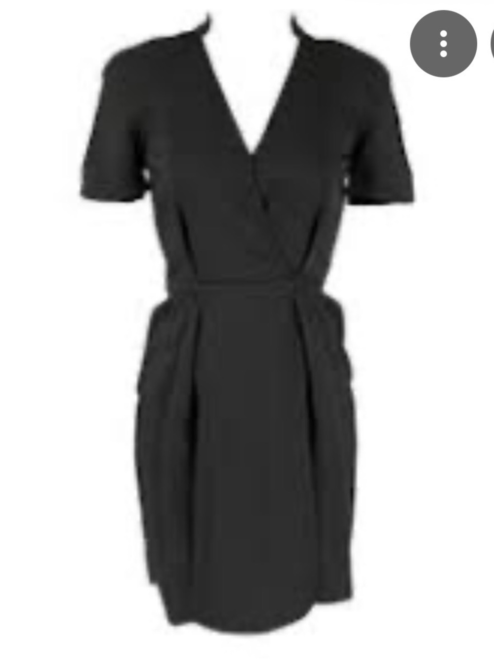 Stella McCartney Black V-Neck Short Sleeve Midi Wrap Dress